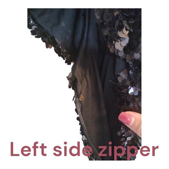 AIDAN MADDOX Black One Shoulder Bodycon Sequined Dress Party Dress Size 0 - Picture 4 of 5